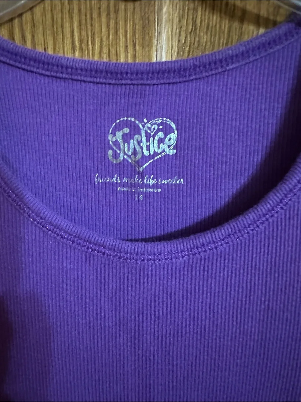 Justice Purple Ribbed Girls Tank Top